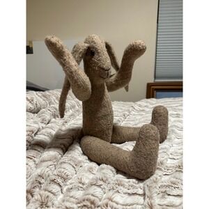 Handmade Jointed Tan Rabbit Bunny Plush Stuffed Toy Folk Whimsical Easter Spring